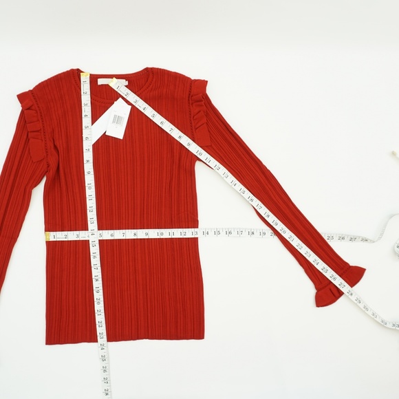 One Grey Day Ribbed Knit Ruffled Pullover Top - Picture 2 of 8